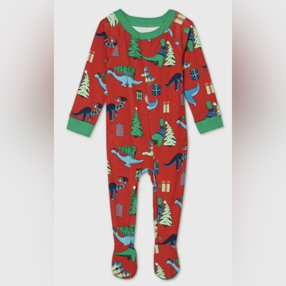 WONDERSHOP Target Baby Boy Christmas Dinosaur Sleeper Pajamas Zip 3-6 Months NEW